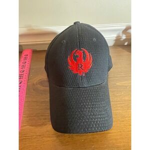 Ruger Firearms Black Textured Baseball Hat Red Phoenix Logo Adjustable Cap Mens